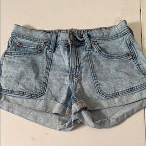 American Eagle Outfitters Light Blue Denim Roll-Hem Shorts